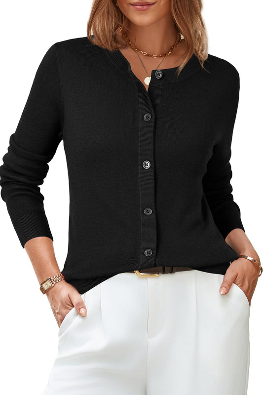 Arach&Cloz Wool-Blend Lightweight Cardigan — Off-White — product image 6