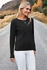 Arach&Cloz Women's Summer Fall Scalloped Lace Cuff Crewneck Tops Textured Shirts