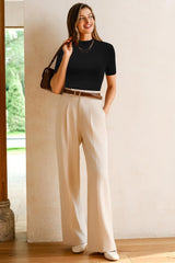 Arach&Cloz Women's Wool Blend Fall Seamless Rip Resistant Tops Opaque Business Casual Shirts