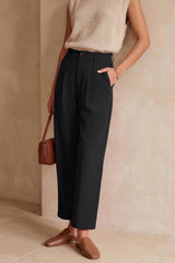 Arach&Cloz Linen-Blend High-Rise Ankle Trousers — product image 4
