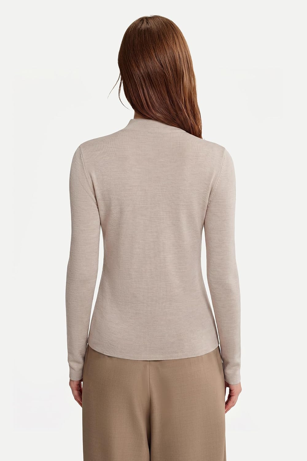 Arach&Cloz Women's 100% Merino Wool Long Sleeve Mock Neck Sweater Work Fall