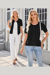 Arach&Cloz Women's 2025 Summer Lightweight Cropped Cardigan Short Sleeve Crew Neck Bolero Shrug Casual Top