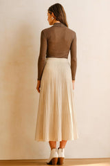 Arach&Cloz Women's Wool Blend Wide Elastic Band A-Line Pleated Flowy Long Skirts 2025