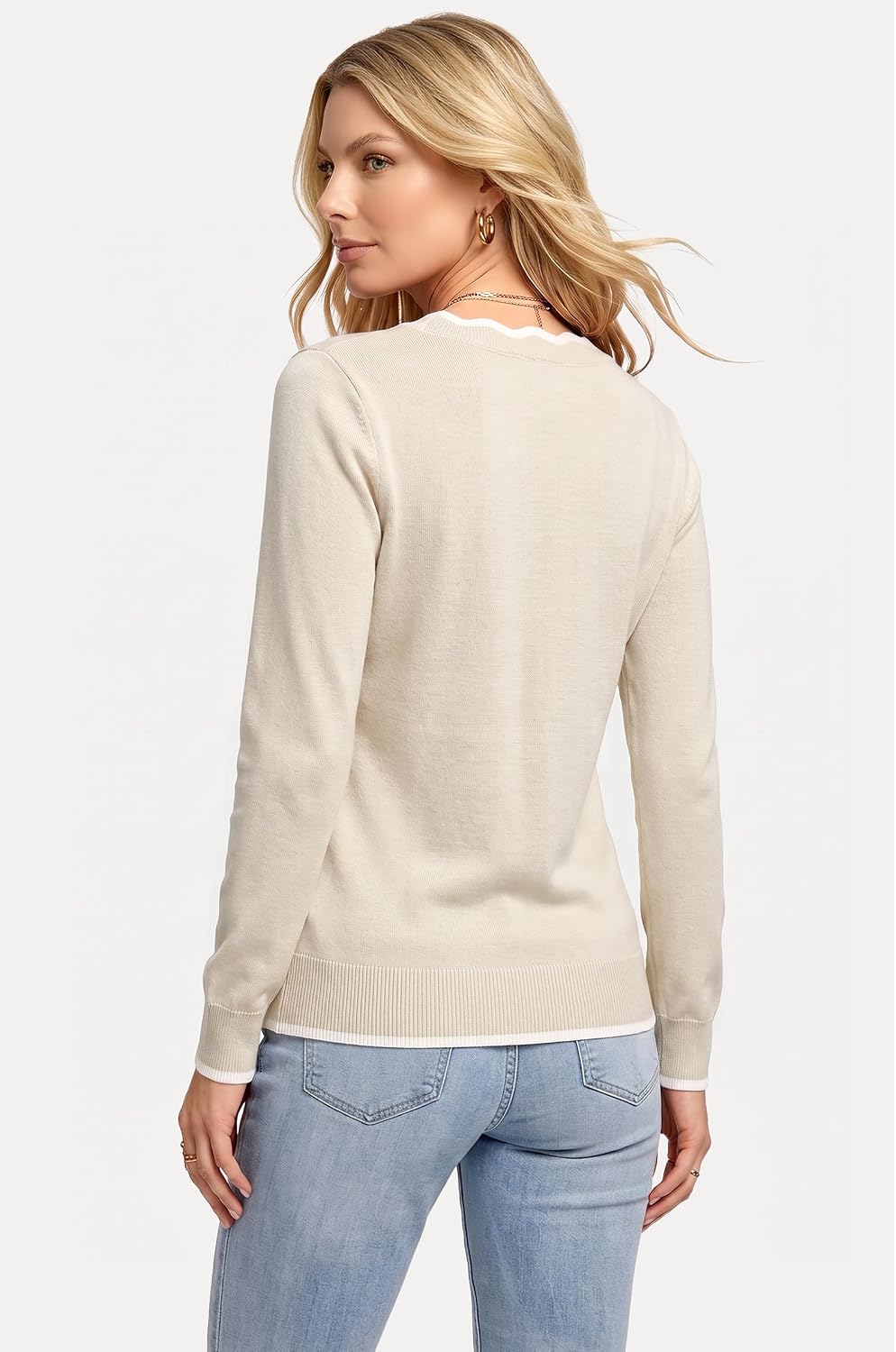 Arach&Cloz Women's 2026 Fall V Neck Sweaters Pullover Long Sleeve Knit Tops