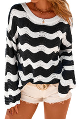 Arach&Cloz Women's Linen Blend Crochet Bell Sleeve Beach Vacation Striped Tops 2026