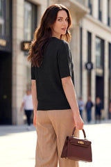 Arach&Cloz Women's Striped Short Sleeve Sweater Work Casual Fashion Trendy