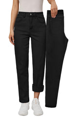Arach&Cloz Women's Thin Fleece Lined Jeans High Waisted Stretch Warm Straight Leg Pants 2025