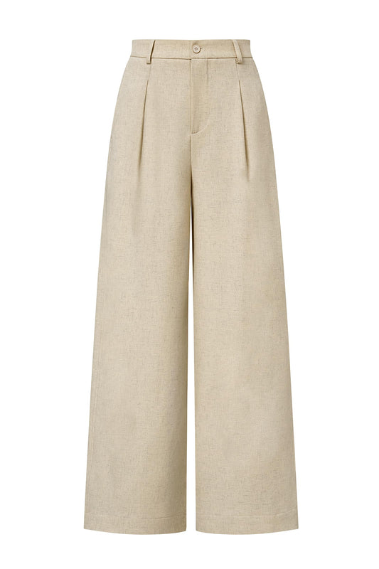 Arach&Cloz Womens Linen Blend Wide Leg All-Season Business Casual Outfits Dress Pants