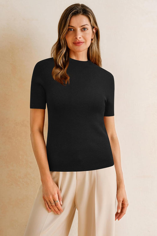 Arach&Cloz Women's Wool Blend Fall Seamless Rip Resistant Tops Opaque Business Casual Shirts