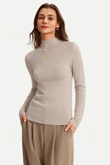 Arach&Cloz Women's 100% Merino Wool Long Sleeve Mock Neck Sweater Work Fall