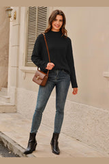 Arach&Cloz Women's Wool Blend Soft Mock Neck Casual Oversized Fall Sweater