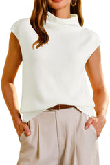 Arach&Cloz Women's Wool Blend Mock Neck Business Casual Sweater Vest 2025 Fall