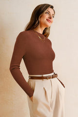 Arach&Cloz Women's Wool Blend Fall Seamless Rip Resistant Warm Layered Tops Business Casual Sweaters