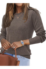 Arach&Cloz Women's Wool Blend Classic Crew Neck Casual Fall Sweaters