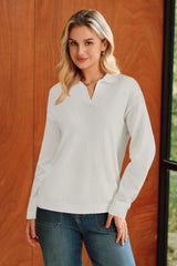 Arach&Cloz Women's 100% Cotton Collared V Neck Eyelet Knit Spring Polo Shirts 2026