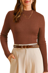 Arach&Cloz Women's Wool Blend Fall Seamless Rip Resistant Tops Opaque Business Casual Shirts