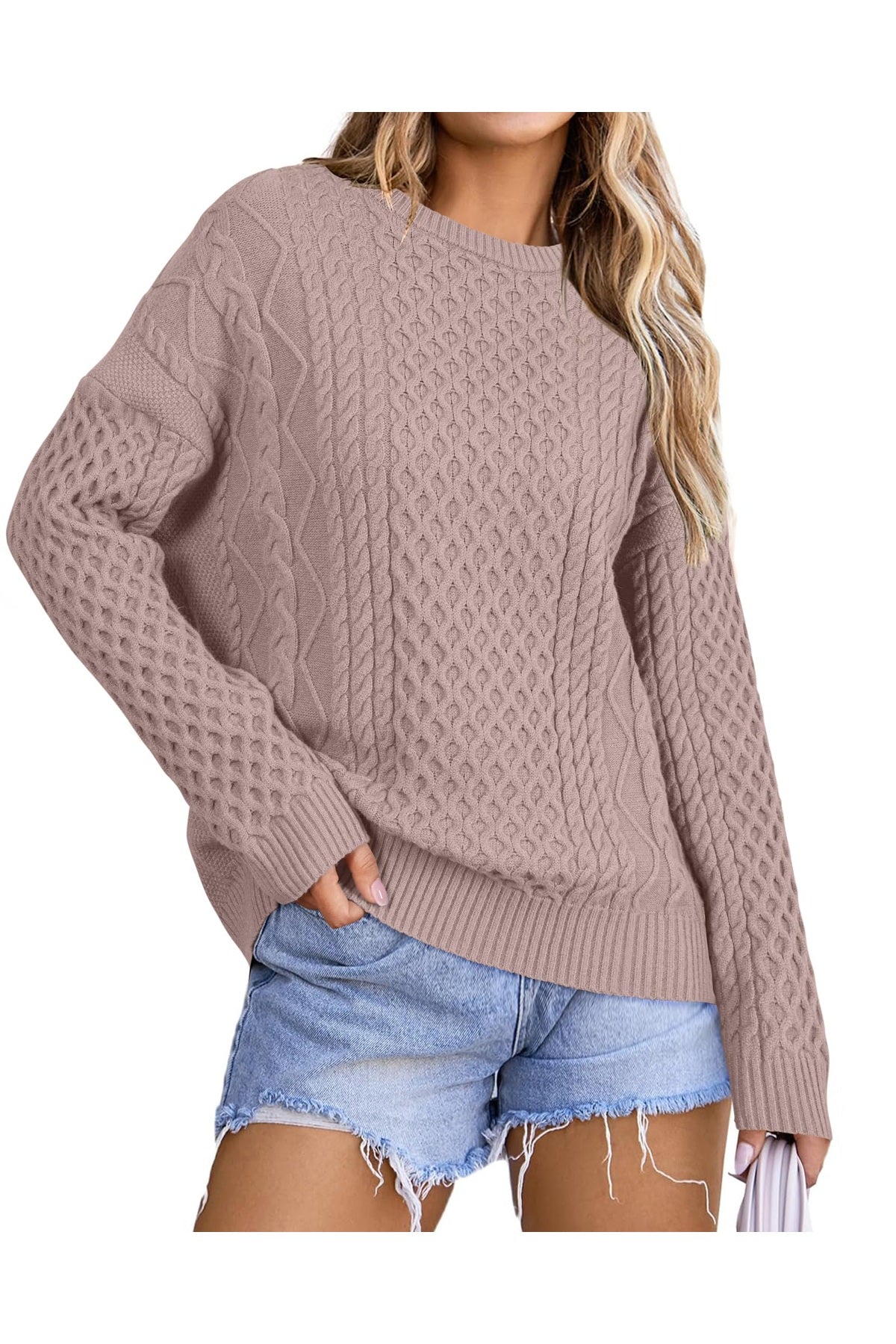 Arach&Cloz Wool-Blend Cable-Knit Oversized Pullover — product image 6