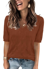 Arach&Cloz Women's Lightweight Fall Sweater Tops Casual Short Sleeve Blouses Shirts