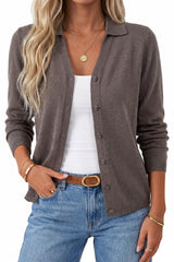 Arach&Cloz Women's Wool Blend Collared Neck Business Casual Cardigan 2026