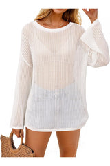 Arach&Cloz Women's Linen Summer Fall Lightweight Crochet Tops Beach Cover Up 2025