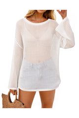 Arach&Cloz Women's Linen Summer Fall Lightweight Crochet Tops Beach Cover Up 2025