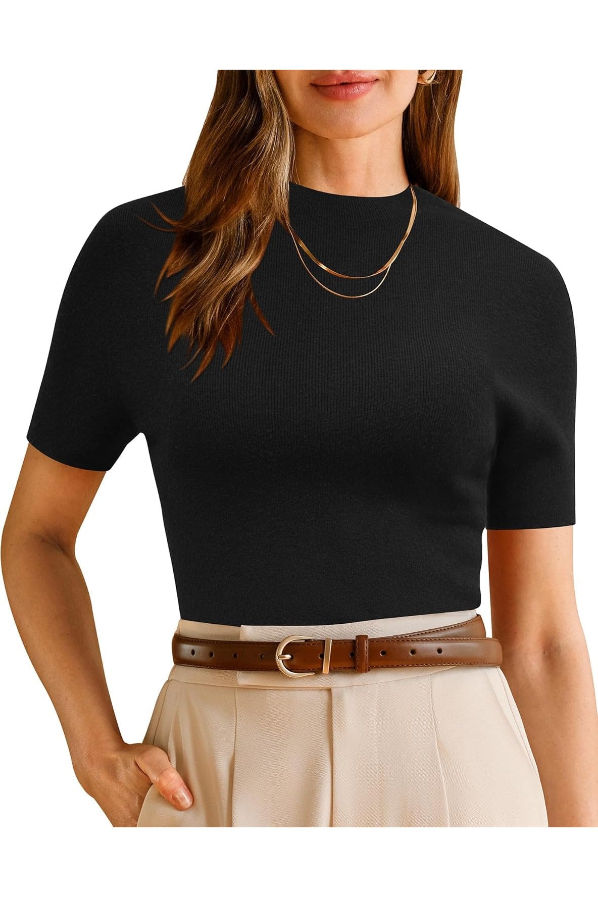 Arach&Cloz Wool-Blend Workday Knit Top — product image 1