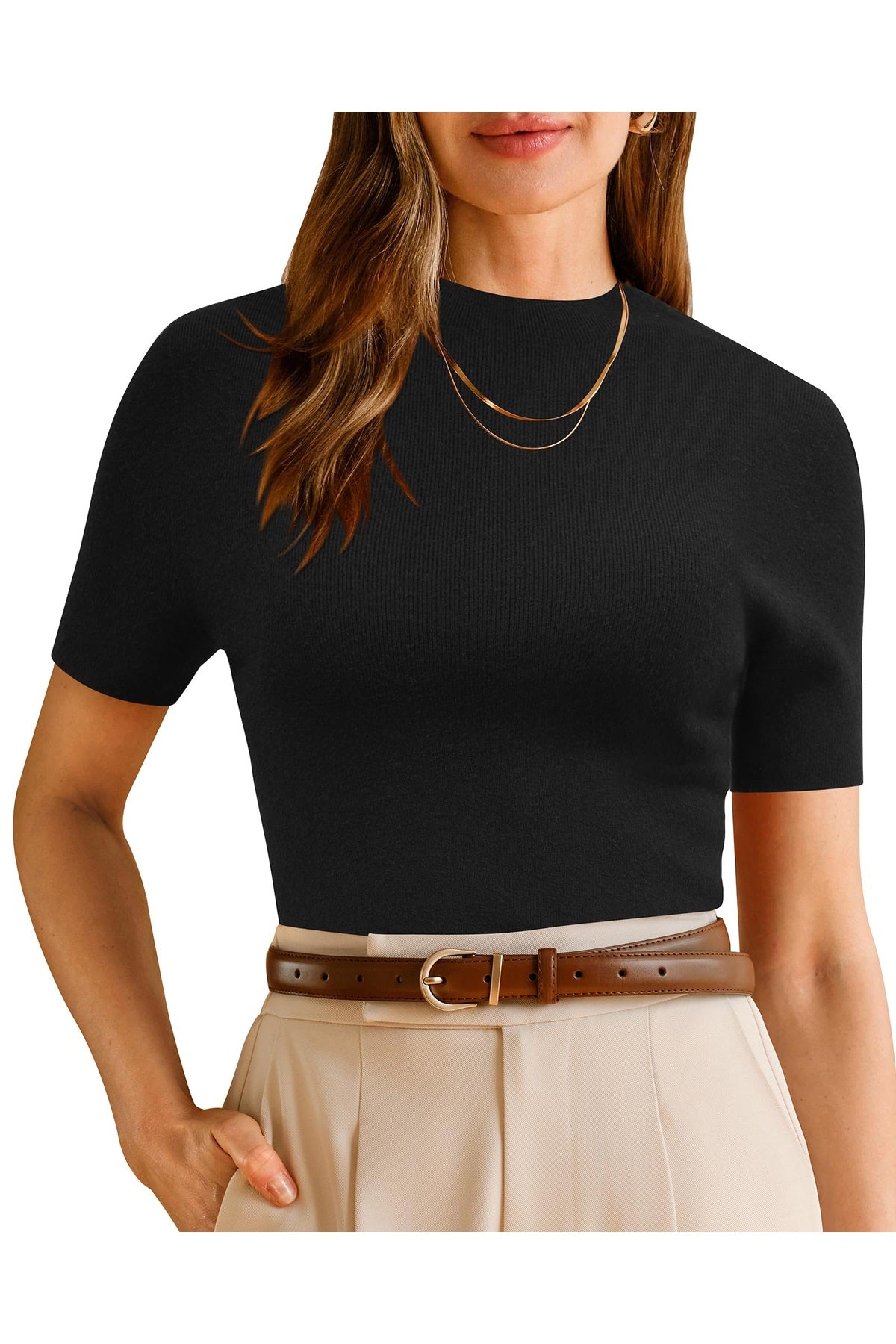 Arach&Cloz Women's Wool Blend Fall Seamless Rip Resistant Tops Opaque Business Casual Shirts