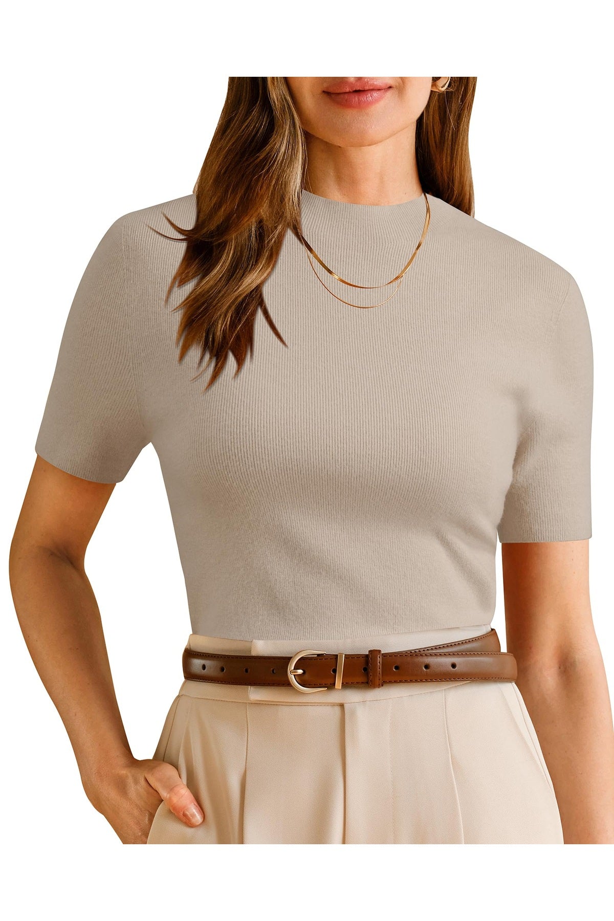 Arach&Cloz Women's Wool Blend Fall Seamless Rip Resistant Tops Opaque Business Casual Shirts