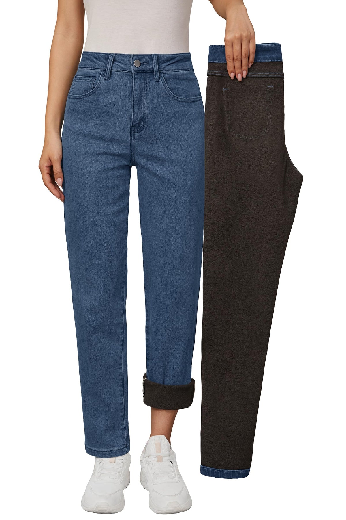 Arach&Cloz High-Waist Straight-Leg Fleece-Lined Trousers — product image 10