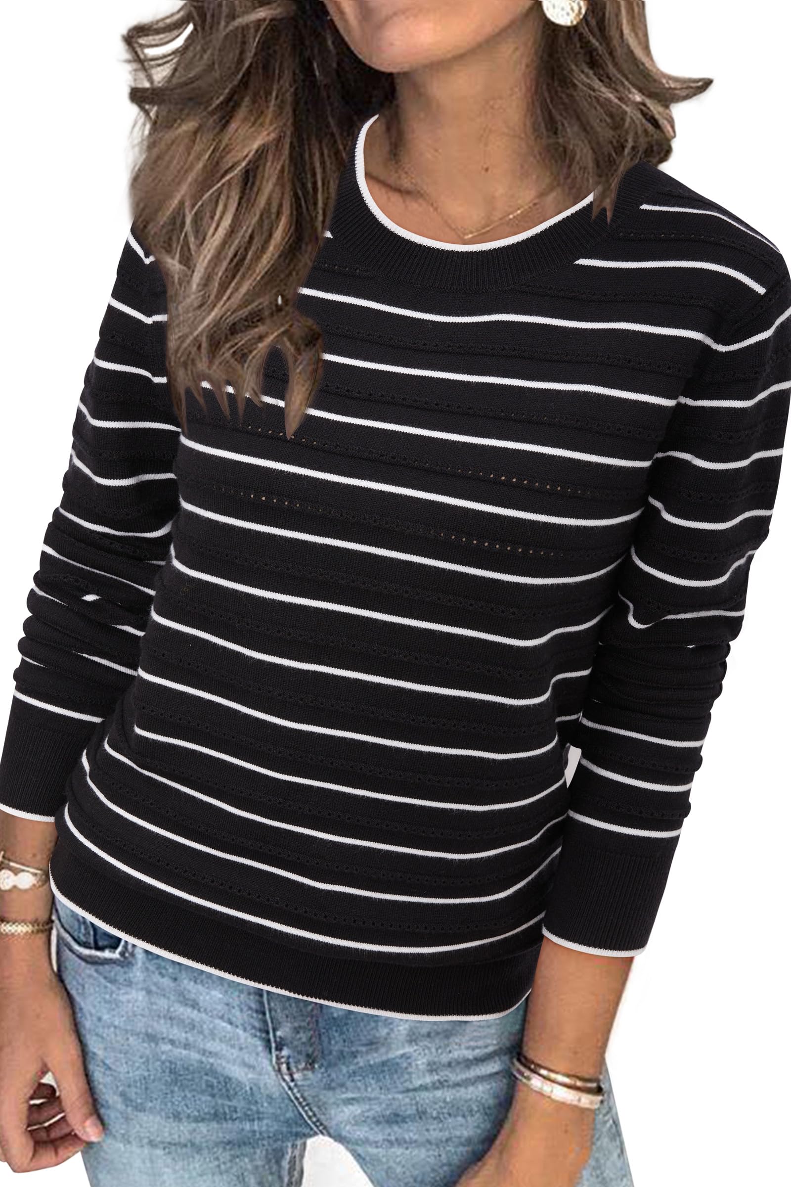 Arach&Cloz Women's Soft Knit Sweater Fall Dressy Casual Pullover Tops