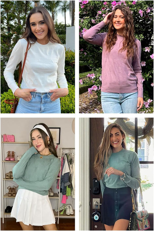 Arach&Cloz Women's Soft Knit Sweater Fall Dressy Casual Pullover Tops