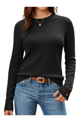 Arach&Cloz Women's Wool Blend Button-Cuff Fall Fashion Casual Sweaters
