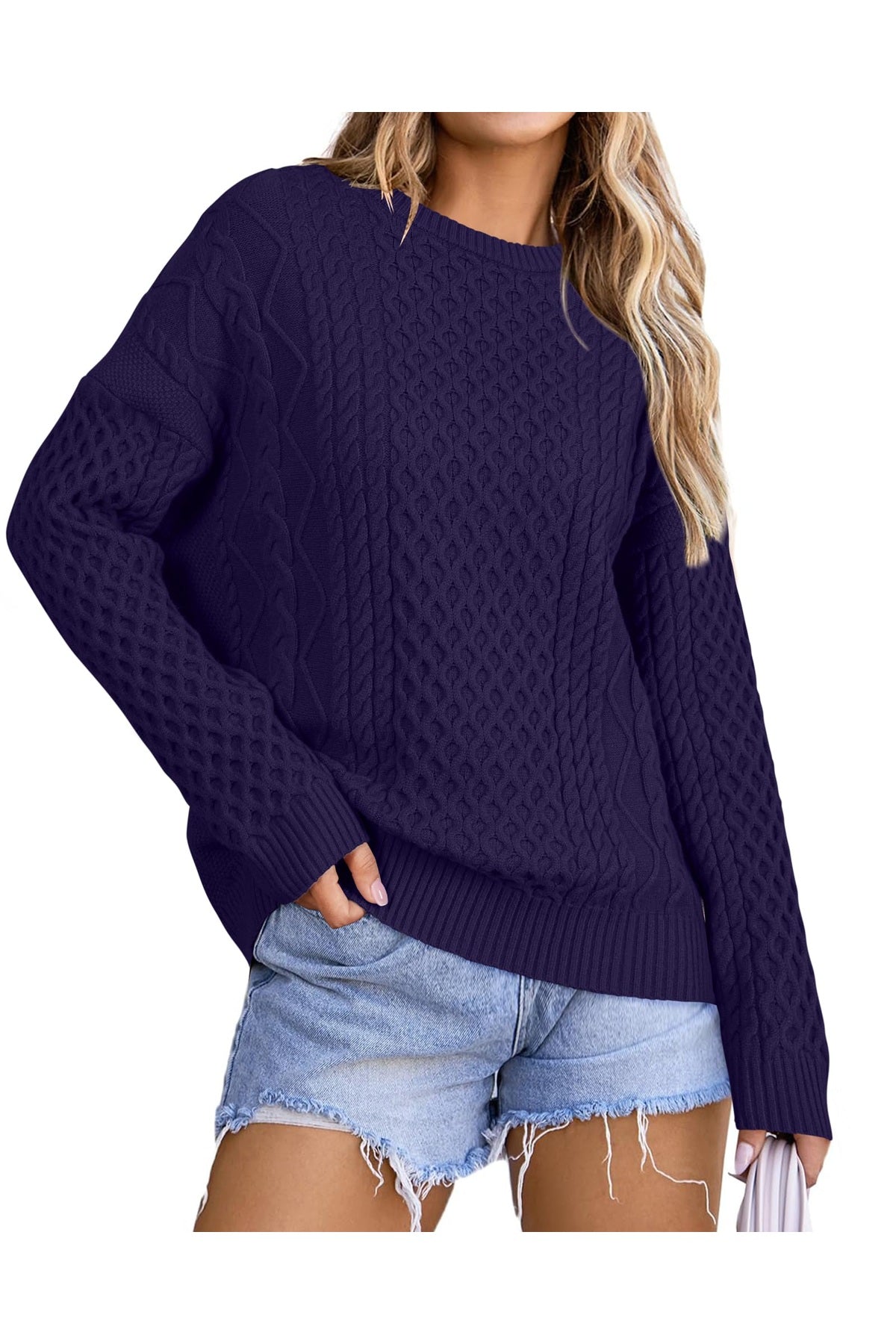 Arach&Cloz Wool-Blend Cable-Knit Oversized Pullover — product image 7