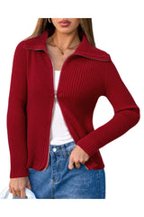 Arach&Cloz Women's Wool Blend Fall Fashion Zip Up Cardigan Sweaters 2025 Trendy