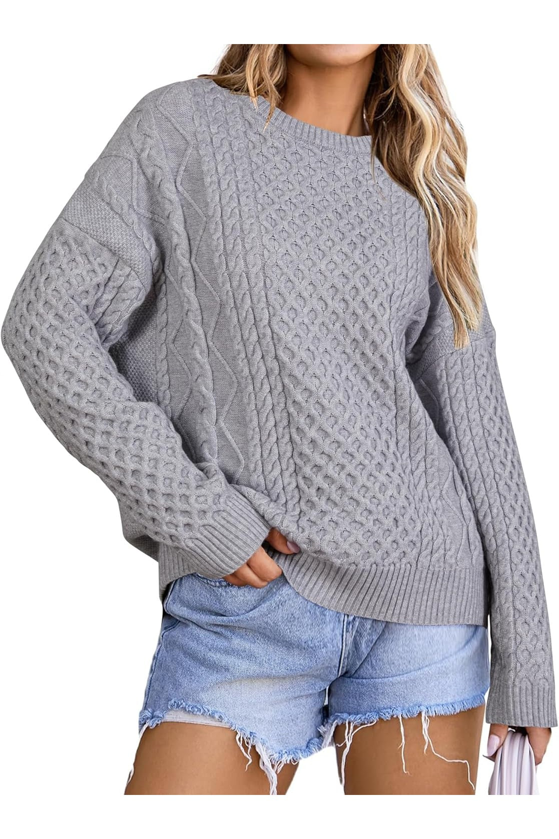 Arach&Cloz Wool-Blend Cable-Knit Oversized Pullover — product image 1