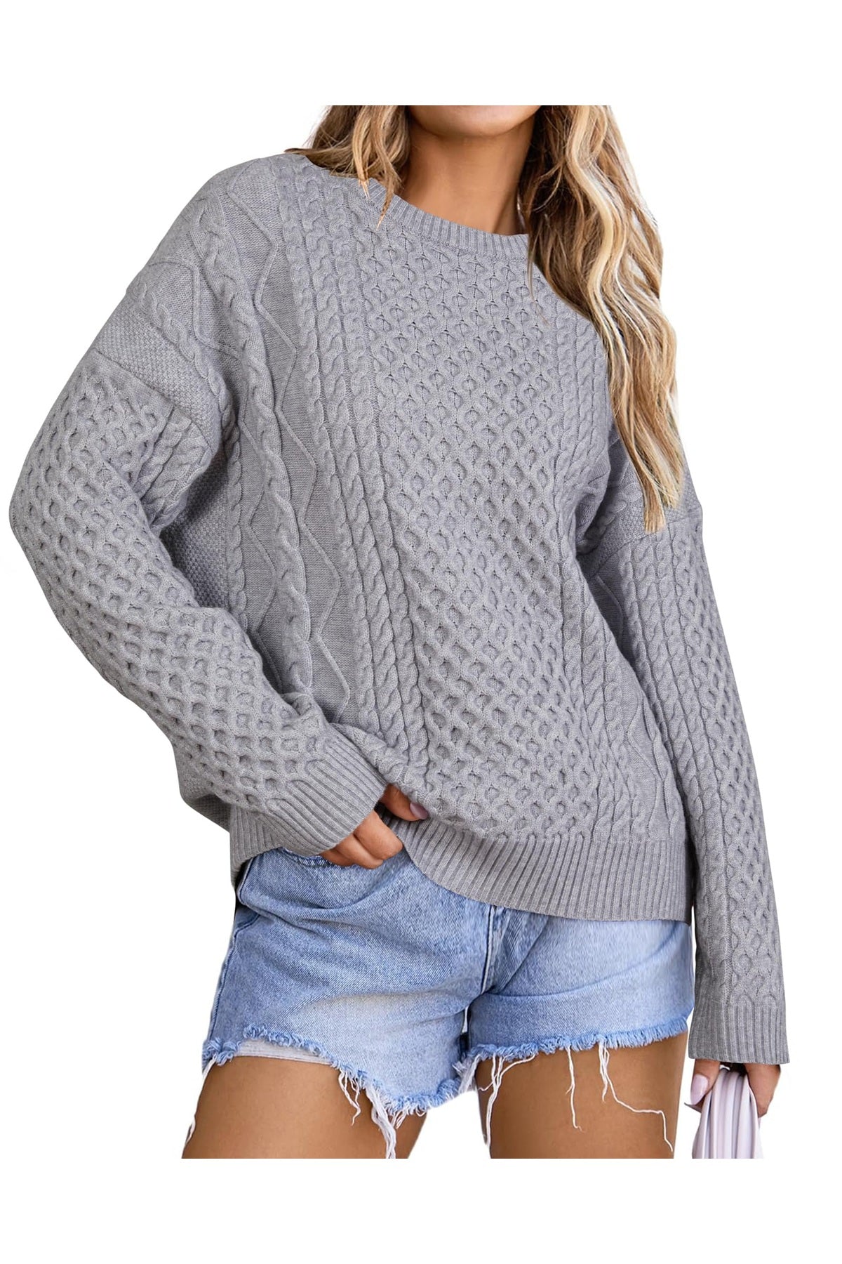 Arach&Cloz Wool-Blend Cable-Knit Oversized Pullover — product image 8