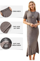 Arach&Cloz Women's Wool Blend Lightweight Fall Casual T Shirts Maxi Dress 2025