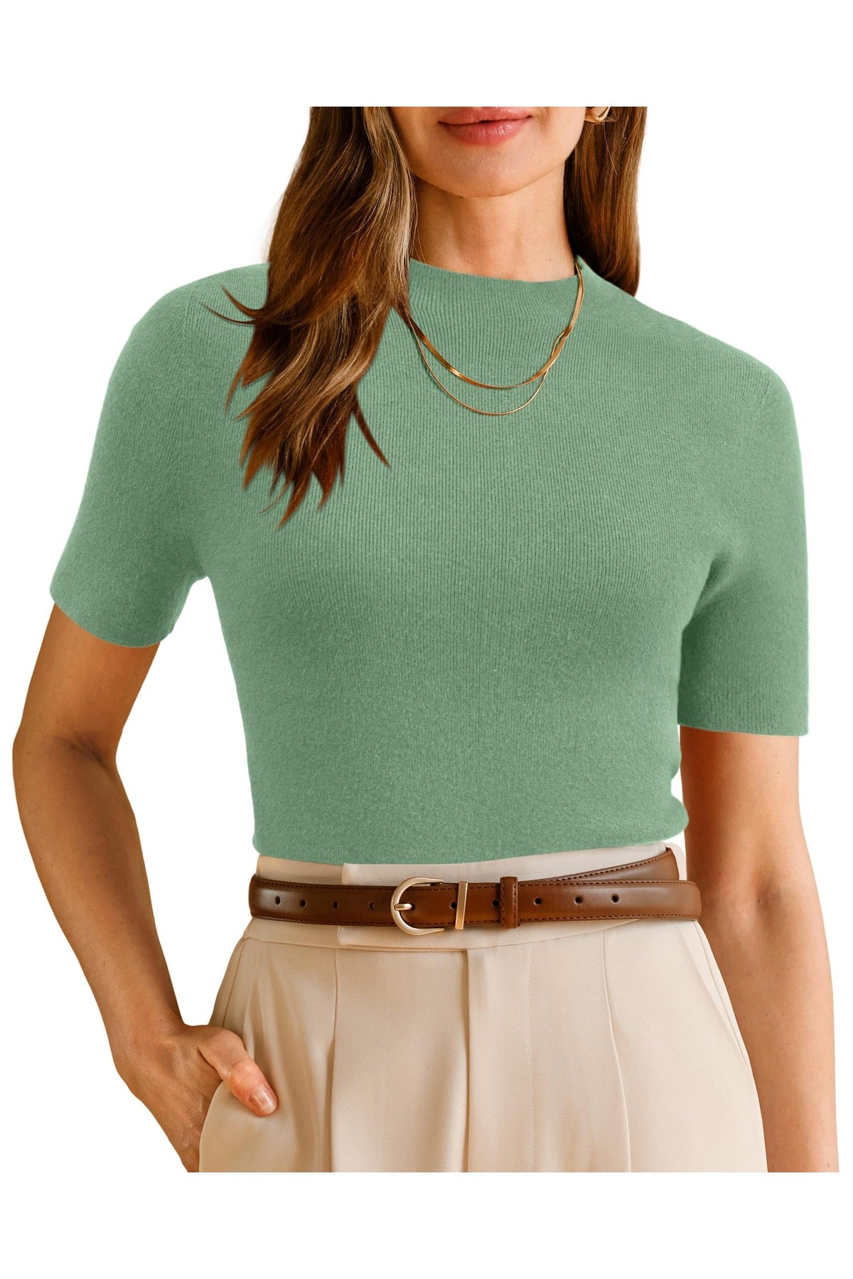 Arach&Cloz Women's Wool Blend Fall Seamless Rip Resistant Tops Opaque Business Casual Shirts