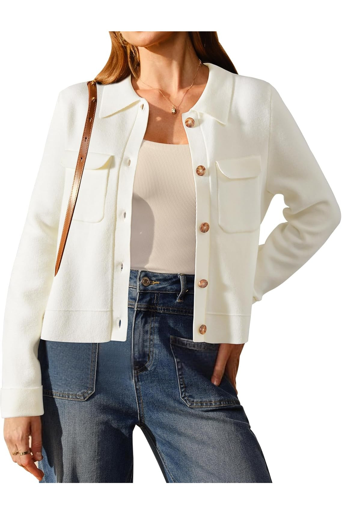 Arach&Cloz Women's Wool Blend Fall Fashion Button Down Cropped Jacket Shackets 2025