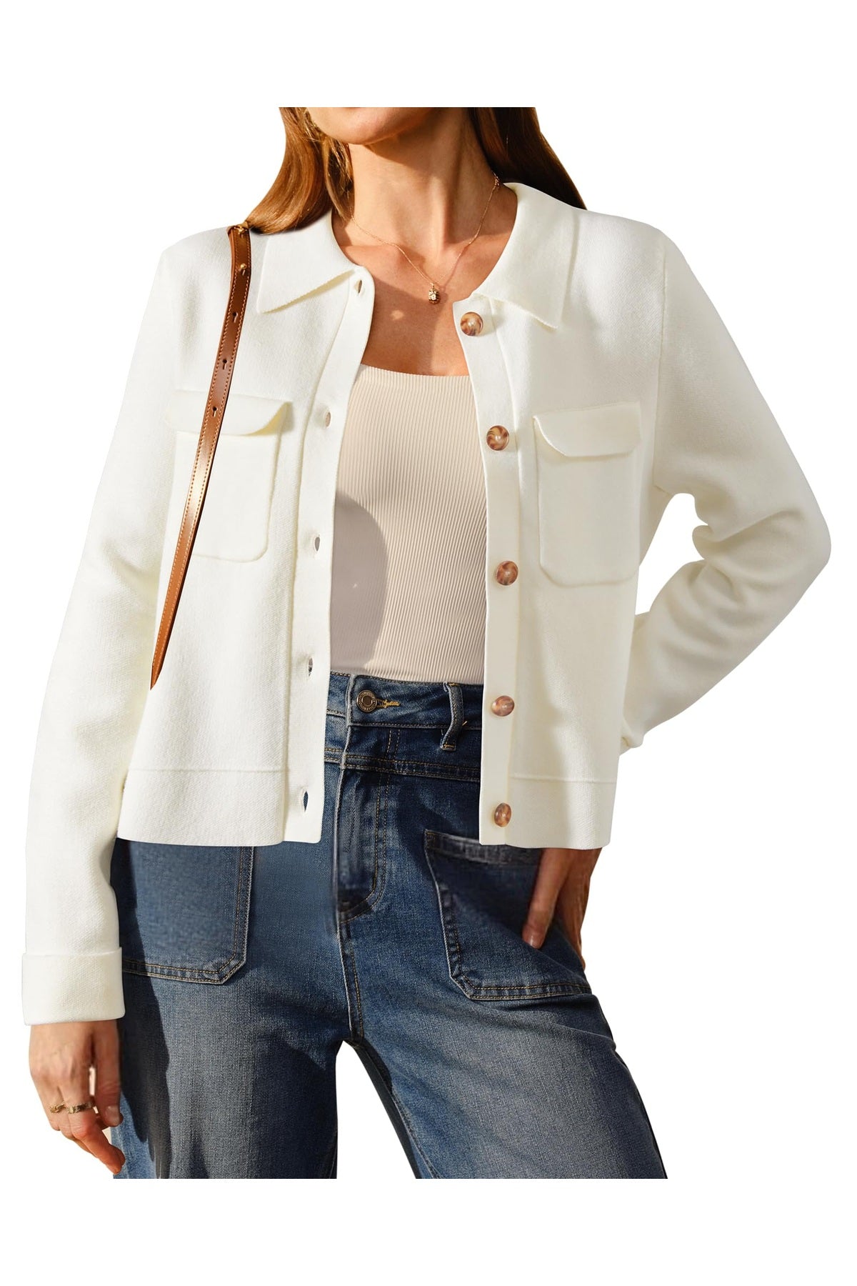 Arach&Cloz Women's Wool Blend Fall Fashion Button Down Cropped Jacket Shackets 2025