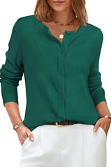 Arach&Cloz Women's Wool Blended 2025 Fall Cardigan Sweaters Lightweight Long Sleeve Business Casual Outfits Top