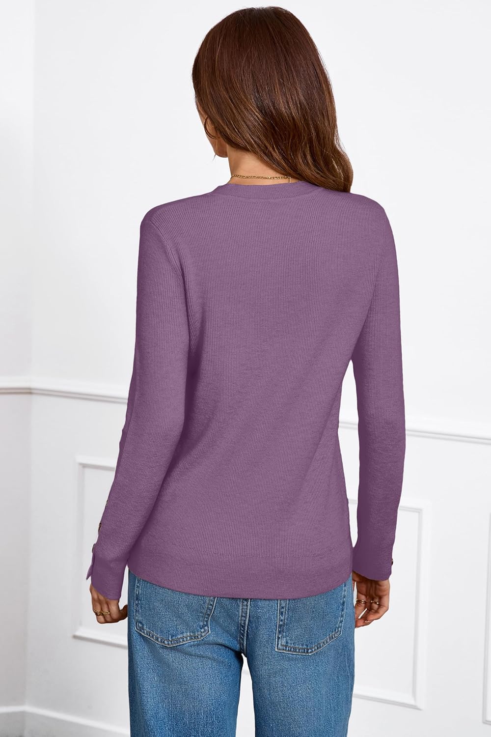 Arach&Cloz Women's Wool Blend Button-Cuff Fall Fashion Casual Sweaters