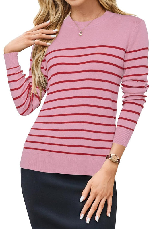 Arach&Cloz Women's Wool Blend Classic Crew Neck Casual Fall Sweaters