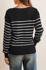 Arach&Cloz Women's Wool Blend Striped Boat Neck Fall Dressy Casual Sweater Tops 2025