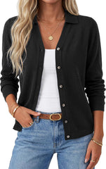 Arach&Cloz Women's Wool Blend Collared Neck Business Casual Cardigan 2026