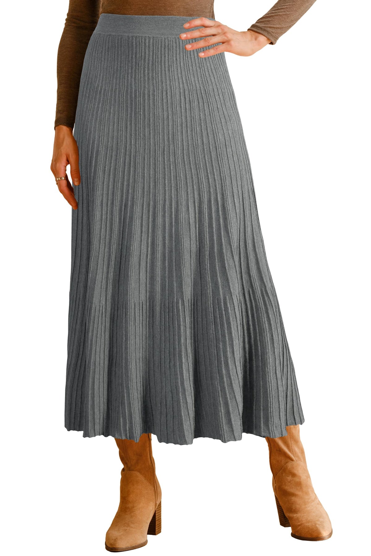 Arach&Cloz Wool-Blend A-Line Pleated Skirt — product image 11