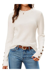 Arach&Cloz Women's Wool Blend Button-Cuff Fall Fashion Casual Sweaters