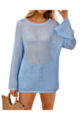 Arach&Cloz Women's Linen Summer Fall Lightweight Crochet Tops Beach Cover Up 2025