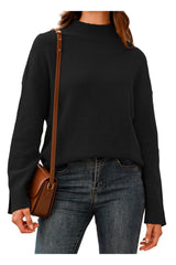 Arach&Cloz Women's Wool Blend Soft Mock Neck Casual Oversized Fall Sweater