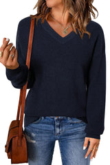 Arach&Cloz Women's Wool Blend V Neck Fall Business Casual Sweater Tops 2025